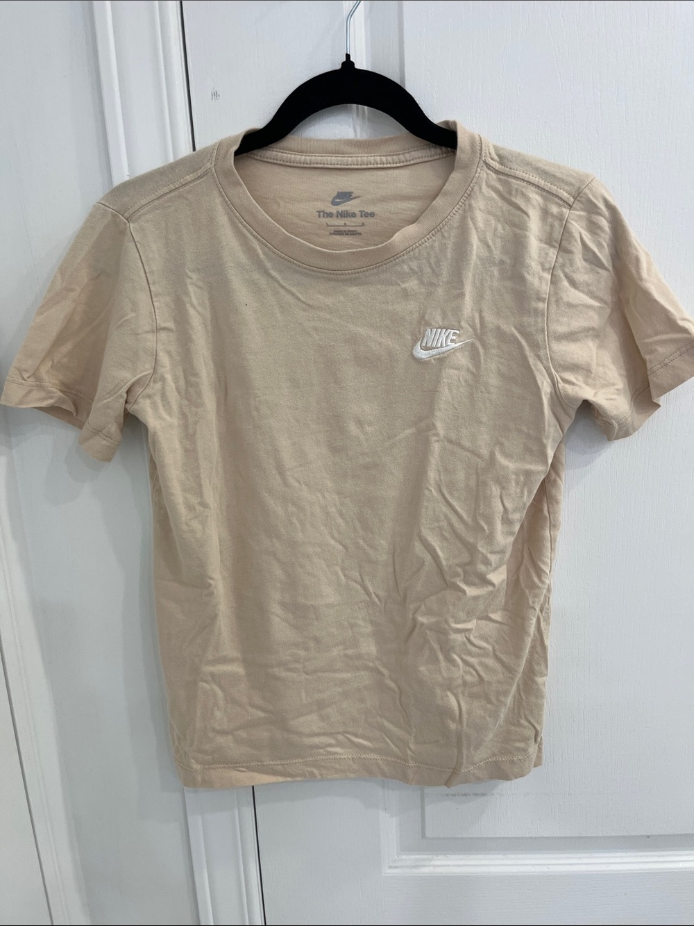 Nike Boys rTan Crewneck Short Sleeve Tee with White Logo